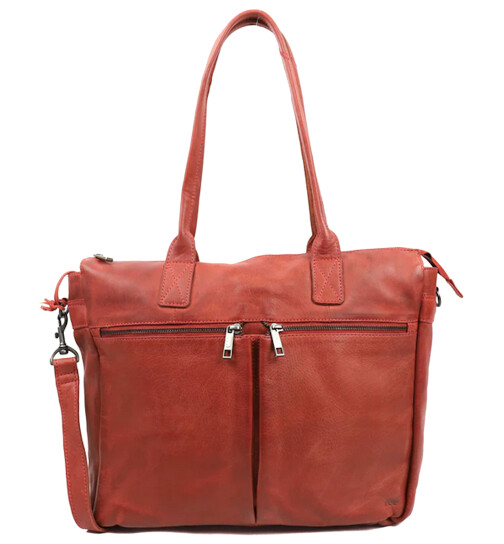 Damen Leder Tasche, Schultertasche, Shopper " Binni" DIN A4 geeignet Rot