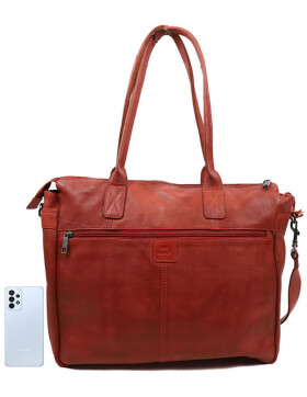 Damen Leder Tasche, Schultertasche, Shopper " Binni" DIN A4 geeignet Rot