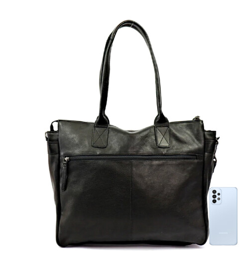 Damen Leder Tasche, Schultertasche, Shopper " Binni" DIN A4 geeignet Schwarz