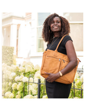 Damen Leder Tasche, Schultertasche, Shopper " Binni" DIN A4 geeignet Schwarz