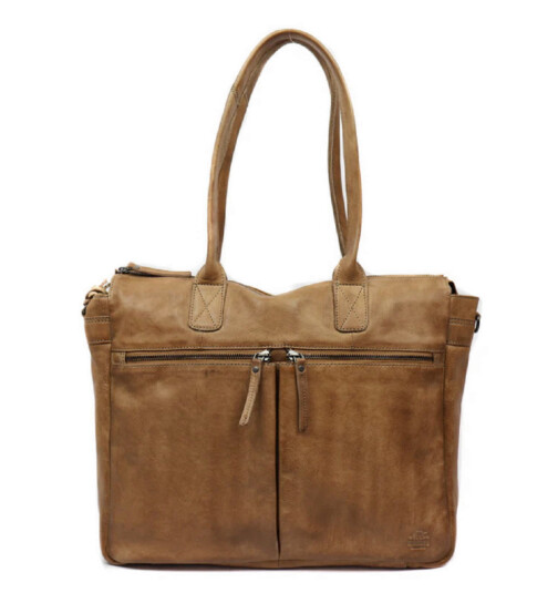 Damen Leder Tasche, Schultertasche, Shopper &quot; Binni&quot; DIN A4 geeignet Taupe