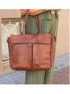 Damen Leder Tasche, Schultertasche, Shopper &quot; Binni&quot; DIN A4 geeignet Taupe