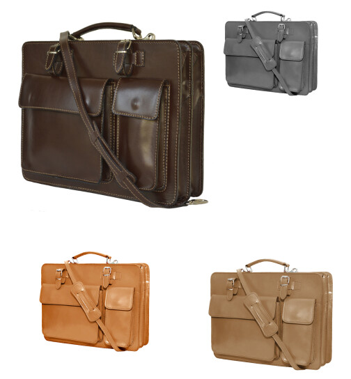 Leder Aktentasche, Businesstasche, Laptop Tasche Unisex, handgefertigt Italy