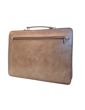Leder Aktentasche, Businesstasche, Laptop Tasche Unisex, handgefertigt Italy Beige