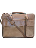 Leder Aktentasche, Businesstasche, Laptop Tasche Unisex, handgefertigt Italy Beige