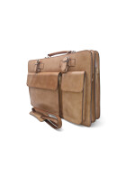 Leder Aktentasche, Businesstasche, Laptop Tasche Unisex, handgefertigt Italy Beige