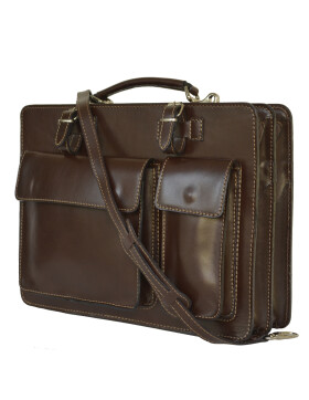 Leder Aktentasche, Businesstasche, Laptop Tasche Unisex, handgefertigt Italy Braun