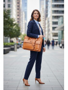 Leder Aktentasche, Businesstasche, Laptop Tasche Unisex, handgefertigt Italy Cognac
