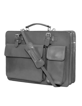 Leder Aktentasche, Businesstasche, Laptop Tasche Unisex, handgefertigt Italy Grau