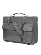 Leder Aktentasche, Businesstasche, Laptop Tasche Unisex, handgefertigt Italy Grau