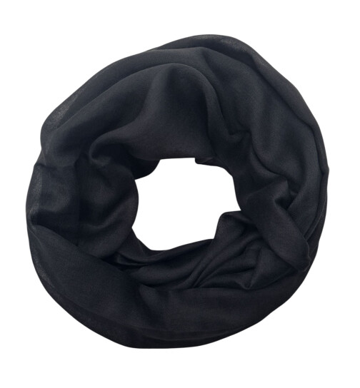 Damen Loop Schal Schwarz, Schlauchschal dünn, Halstuch Rundschal weiche Viskose /Baumwolle