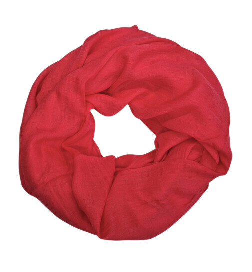 Damen Loop Schal Rot, Schlauchschal dünn, Halstuch Rundschal weiche Viskose /Baumwolle