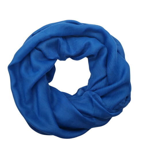 Damen Loop Schal Royal Blau, Schlauchschal dünn, Halstuch Rundschal weiche Viskose /Baumwolle
