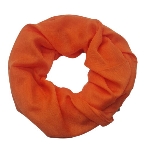 Damen Loop Schal Orange, Schlauchschal d&uuml;nn, Halstuch Rundschal weiche Viskose /Baumwolle
