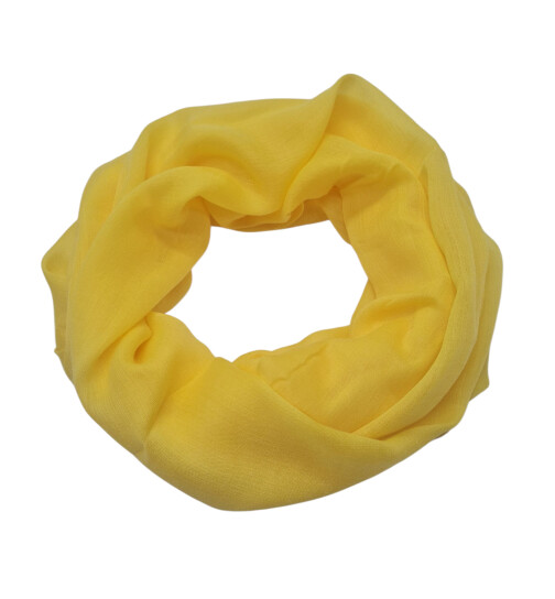 Damen Loop Schal Gelb, Schlauchschal dünn, Halstuch Rundschal weiche Viskose /Baumwolle