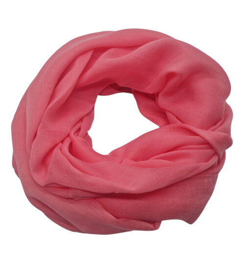 Damen Loop Schal Rosa, Schlauchschal dünn, Halstuch Rundschal weiche Viskose /Baumwolle