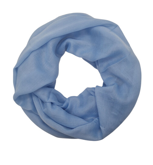 Damen Loop Schal Hellblau, Schlauchschal dünn, Halstuch Rundschal weiche Viskose /Baumwolle