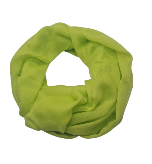 Damen Loop Schal Neon Grün, Schlauchschal dünn, Halstuch Rundschal weiche Viskose /Baumwolle
