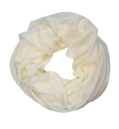 Damen Loop Schal Creme, Schlauchschal dünn, Halstuch Rundschal weiche Viskose /Baumwolle