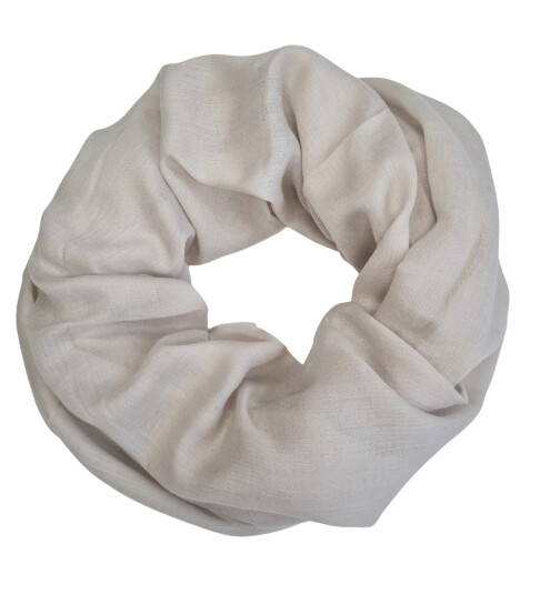 Damen Loop Schal Unifarbe Beige Grau, Schlauchschal dünn, Halstuch Rundschal weiche Viskose /Baumwolle