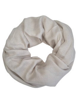 Damen Loop Schal Unifarbe Beige Grau, Schlauchschal dünn, Halstuch Rundschal weiche Viskose /Baumwolle