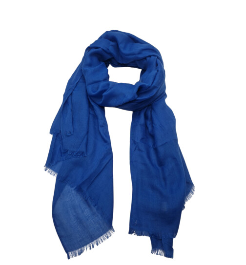 Damen Schal Unifarben, leichter dünner Halstuch weiche Viskose/ Baumwolle Blau