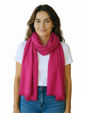 Damen Schal Unifarben, leichter dünner Halstuch weiche Viskose/ Baumwolle Pink