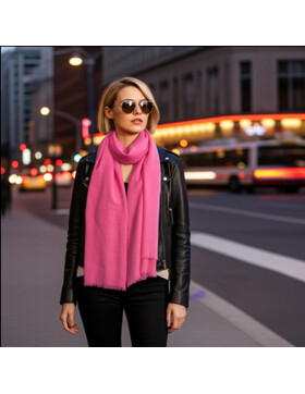 Damen Schal Unifarben, leichter dünner Halstuch weiche Viskose/ Baumwolle Pink
