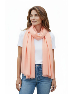 Damen Schal Unifarben, leichter dünner Halstuch weiche Viskose/ Baumwolle Lachs