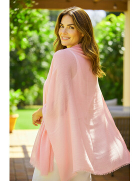 Damen Schal Unifarben, leichter dünner Halstuch weiche Viskose/ Baumwolle Lachs