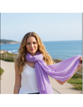 Damen Loop Schal Violett, leichter d&uuml;nner Schal, Halstuch weiche Viskose/ Baumwolle Violett