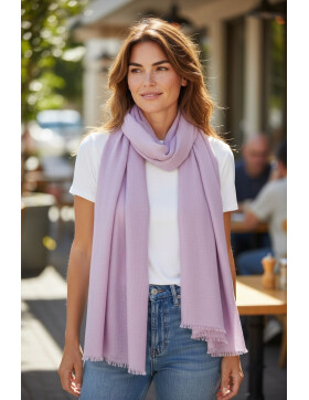 Damen Schal Unifarben, leichter dünner Halstuch weiche Viskose/ Baumwolle Violett