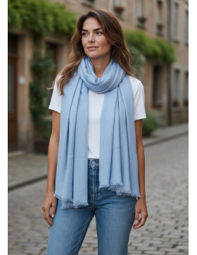 Damen Loop Schal Hellblau,leichter d&uuml;nner Schal, Halstuch weiche Viskose/ Baumwolle Hellblau