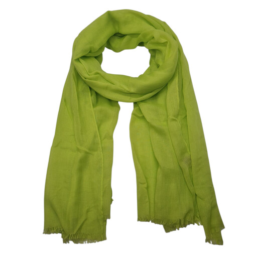 Damen Schal Unifarben, leichter dünner Halstuch weiche Viskose/ Baumwolle Neon Grün-Gelb