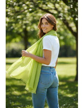 Damen Loop Schal Neon Gr&uuml;n,leichter d&uuml;nner Schal, Halstuch weiche Viskose/ Baumwolle Neon Gr&uuml;n-Gelb