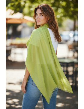 Damen Schal Unifarben, leichter dünner Halstuch weiche Viskose/ Baumwolle Neon Grün-Gelb