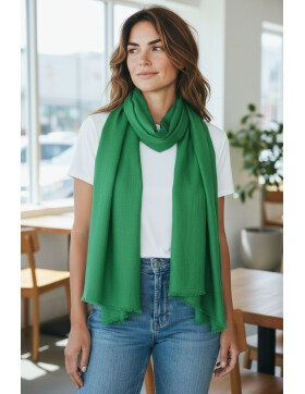 Damen Loop Schal Unifarben Gr&uuml;n,leichter d&uuml;nner Schal, Halstuch weiche Viskose/ Baumwolle