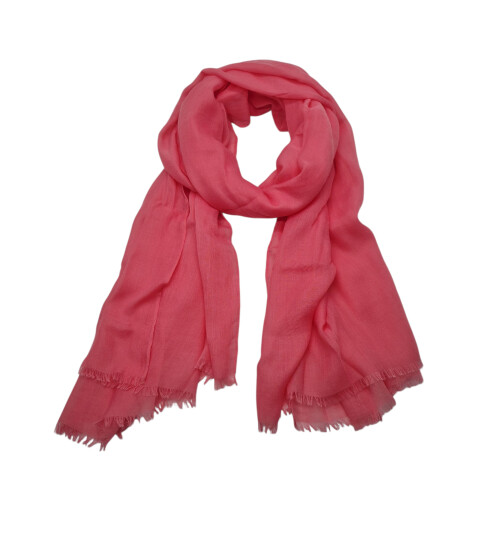 Damen Schal Unifarben, leichter dünner Halstuch weiche Viskose/ Baumwolle Rosa