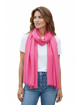 Damen Schal Unifarben, leichter dünner Halstuch weiche Viskose/ Baumwolle Rosa