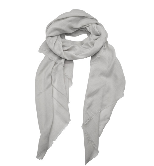 Damen Schal Unifarben, leichter dünner Halstuch weiche Viskose/ Baumwolle Hellgrau