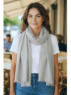 Damen Schal Unifarben, leichter dünner Halstuch weiche Viskose/ Baumwolle Hellgrau