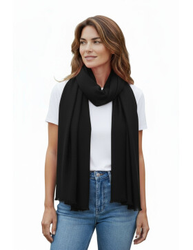 Damen Loop Schal Schwarz,leichter d&uuml;nner Schal, Halstuch weiche Viskose/ Baumwolle schwarz