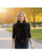 Damen Schal Unifarben, leichter dünner Halstuch weiche Viskose/ Baumwolle Schwarz