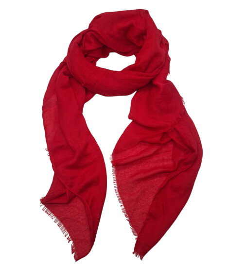 Damen Schal Unifarben, leichter dünner Halstuch weiche Viskose/ Baumwolle Rot