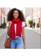 Damen Schal Unifarben, leichter dünner Halstuch weiche Viskose/ Baumwolle Rot
