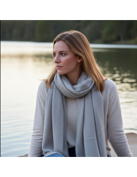 Damen Loop Schal Grau,leichter d&uuml;nner Schal, Halstuch weiche Viskose/ Baumwolle Grau