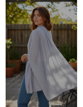 Damen Schal Unifarben, leichter dünner Halstuch weiche Viskose/ Baumwolle Grau