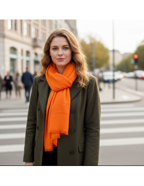 Damen Loop Schal Orange ,leichter d&uuml;nner Schal, Halstuch weiche Viskose/ Baumwolle Orange