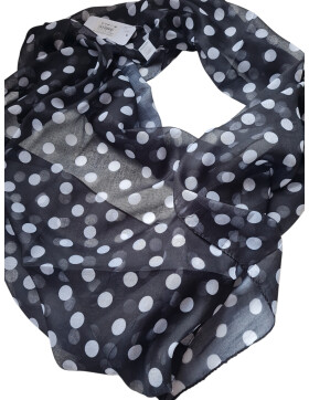 Damen Loop Schlauchschal dünn, Halstuch gepunktet, Rundschal Tücher mit Punkten,Damen  Loop Punkte weiche Viskose Schwarz