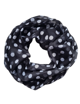 Damen Schal Loop Polka Dots, dünner Schlauchschal mit Punkten in Schwarz aus weicher Viskose